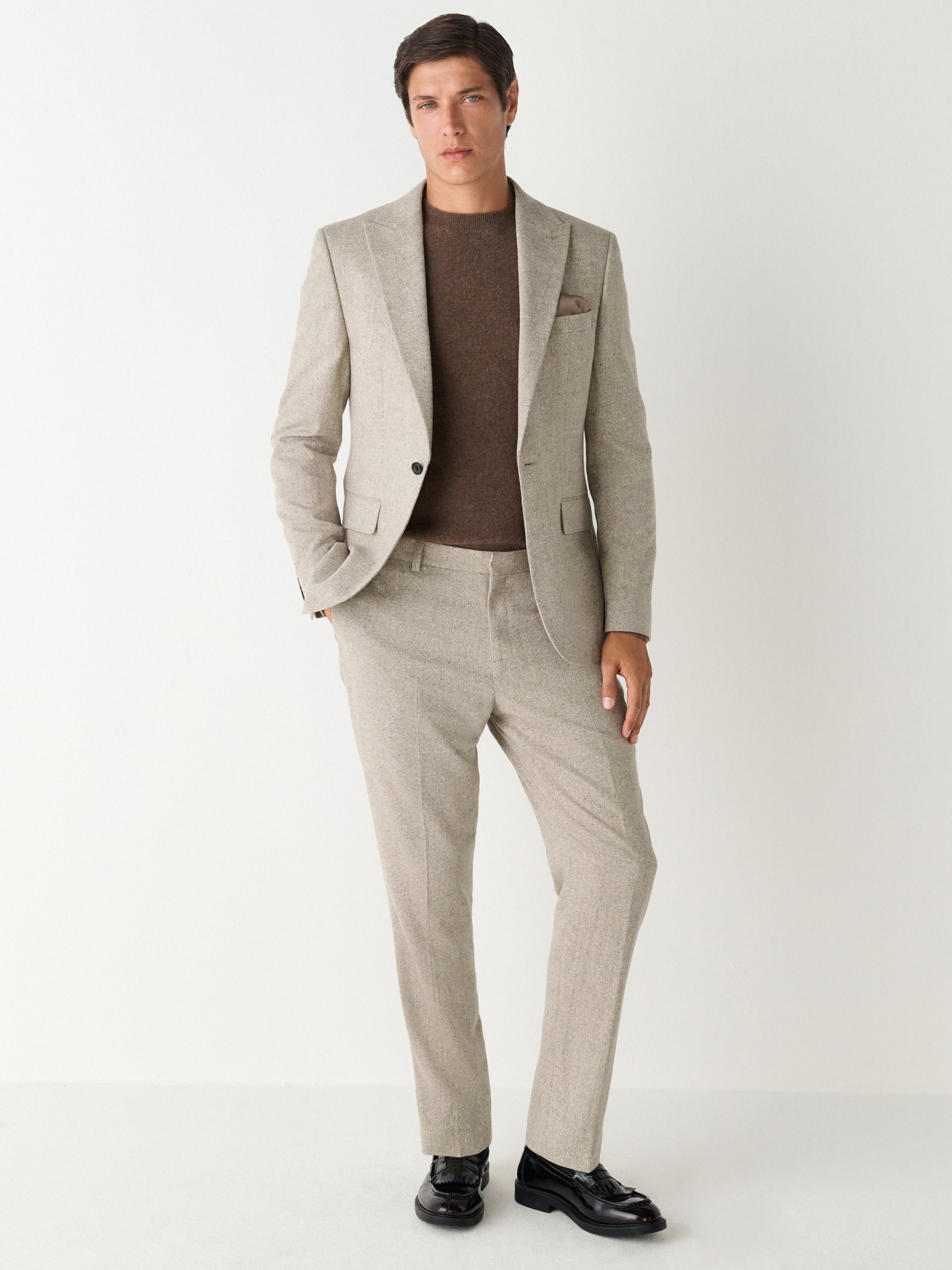 Pastelgeel - Slim Fit Wool Blend Donegal Suit Jacket