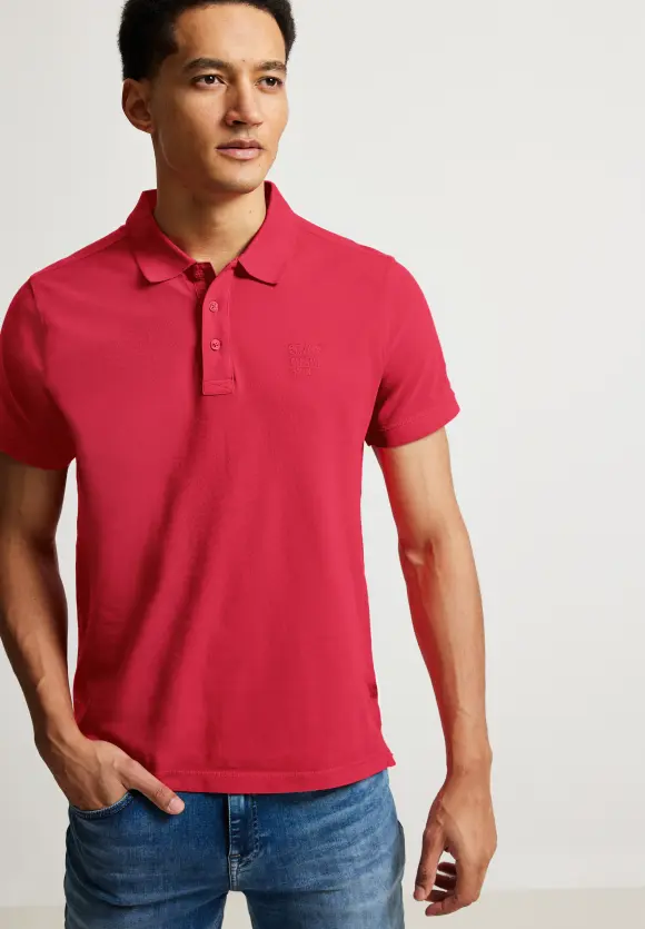 Poloshirt in Piqueé - hibiscus red