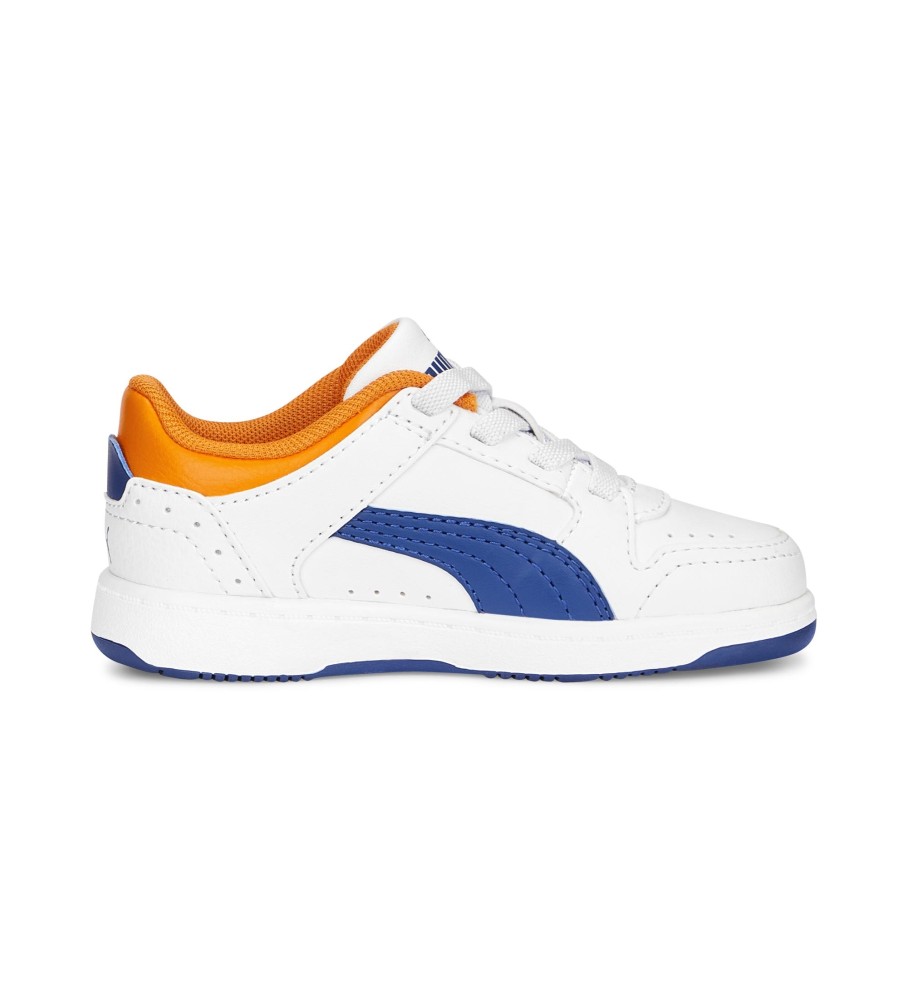 Tênis Puma Rebound JOY Lo AC, branco e azul.