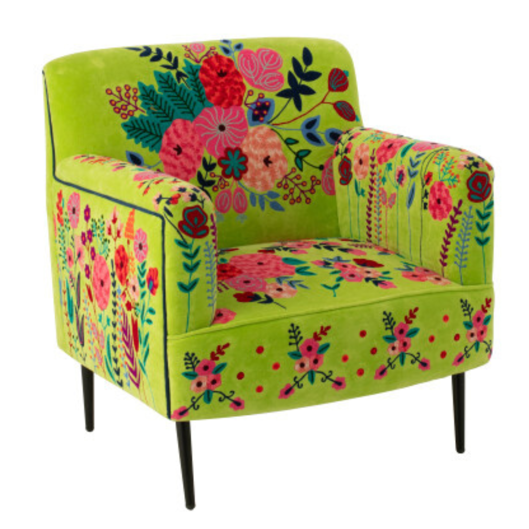 Fauteuil Bloemen Mangohout Groen