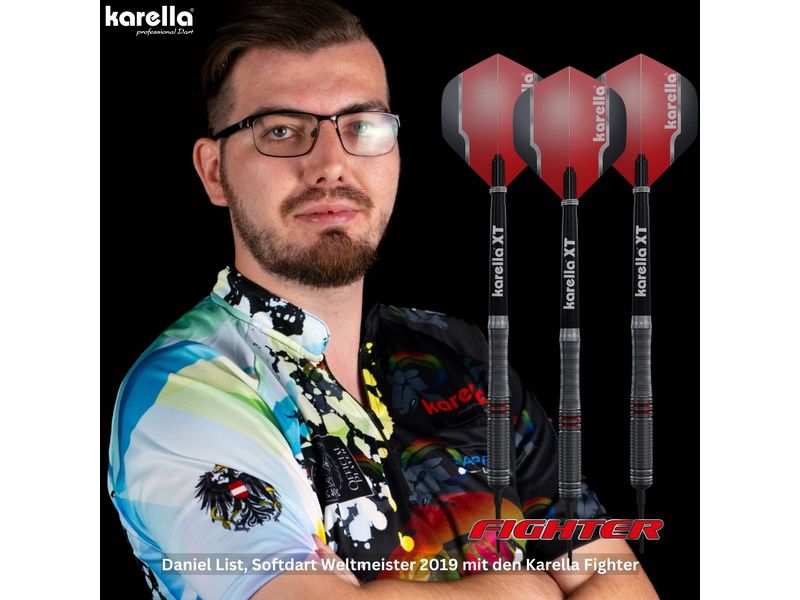 Karella Dartpfeile Softdart Fighter 20g, 3 Stück – Schwarz 90% Tungsten Dartpfeile