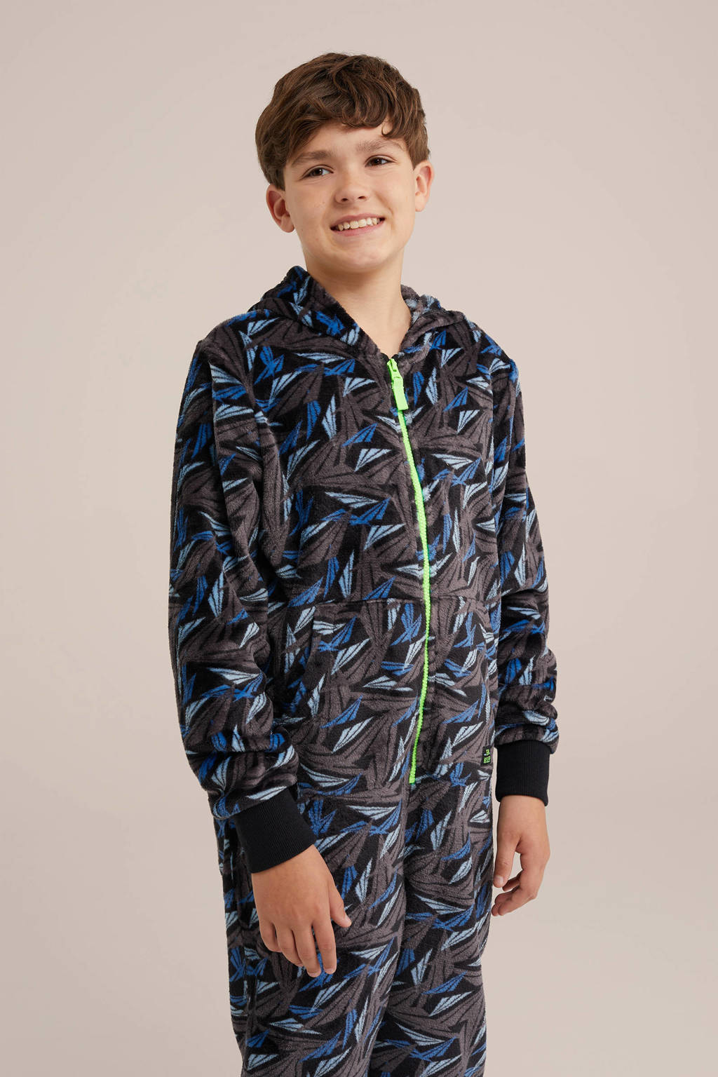 WE Fashion Onesie all over print grijs/blauw/multicolor
