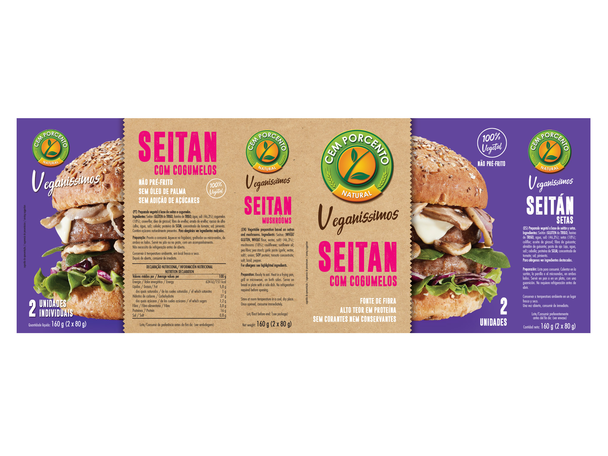 HAMBURGUER CEM PORCENTO VEGANÍSSIMO COGUMELOS 160G