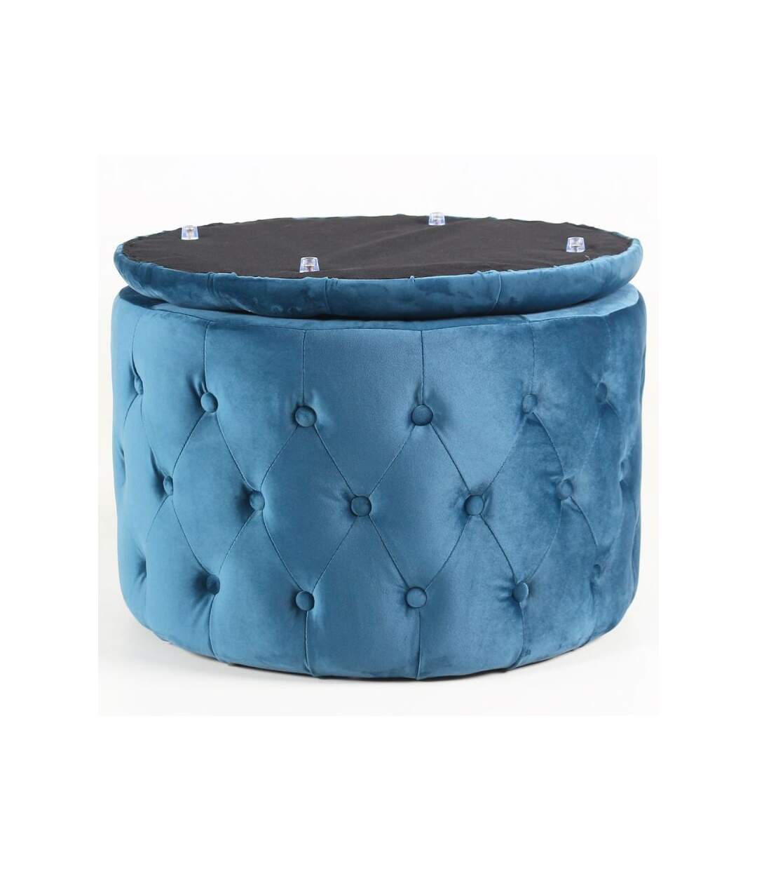 Paris Prix - Pouf Rond Design En Velours visalni 60cm Bleu