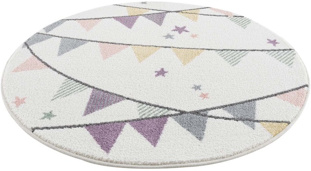 Carpet City Kinderteppich »Anime9381« rund 11 mm Höhe Spielteppich, Wimpel, Weicher Flor, Pflegeleicht, Kinderzimmer