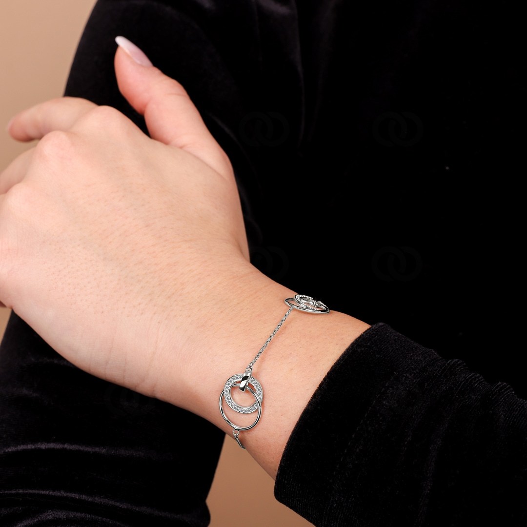 Armband 925 Silber rhodiniert mit Zirkonia 18cm