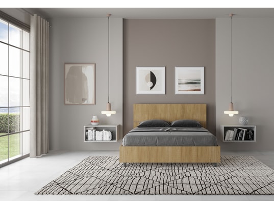 ITYHOME - Lit coffre demas incliné 140x200 chêne nature