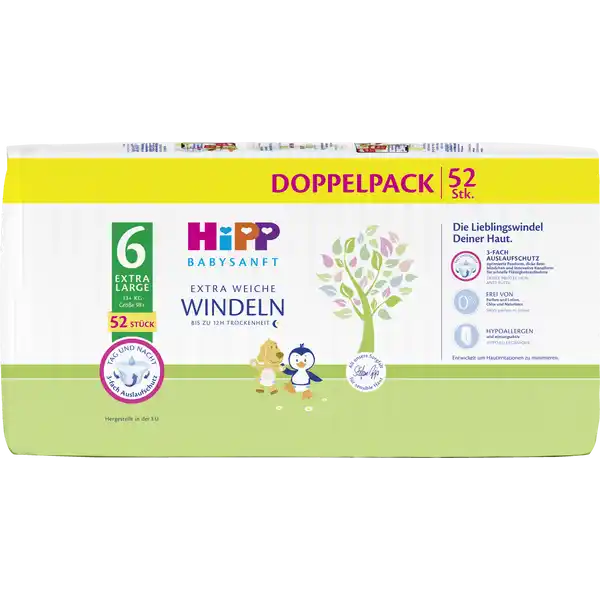 Babysanft Windeln Extra Large Größe 6 (13+ kg), Doppelpack