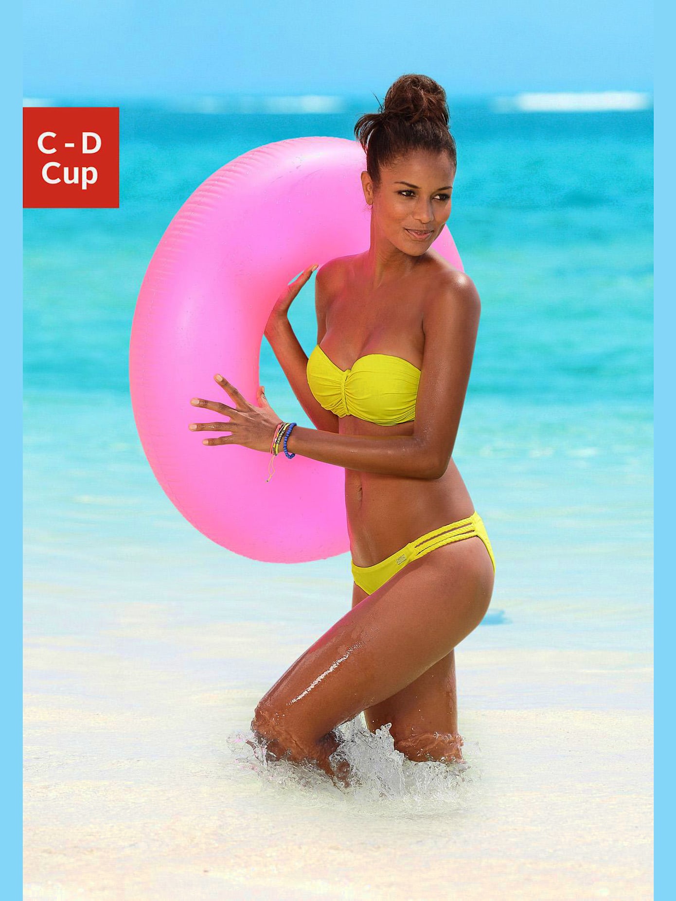 Haut de bikini bandeau à armatures ruban tressé entre les bonnets