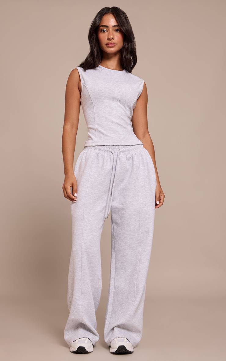Gris Cendré Top Petite En Jersey Interlock Avec Taille Cintrée