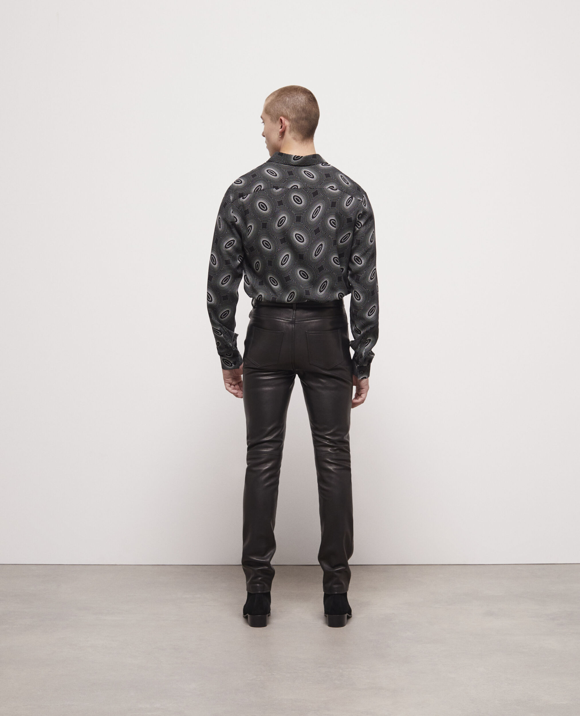 Pantalon slim en cuir noir