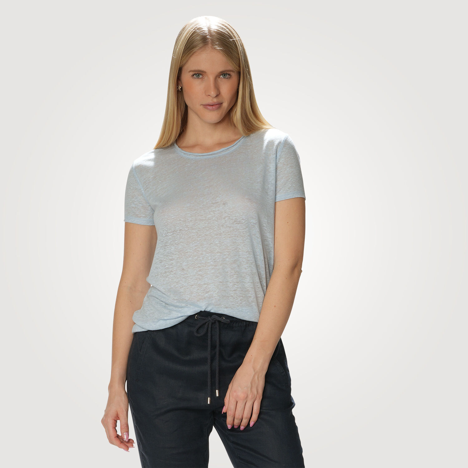 Unifarbenes Leinen T-Shirt