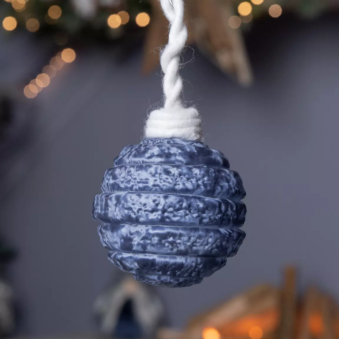 Lot de 3 boules de Noël (D80 mm) en verre Silva Bleu nuit