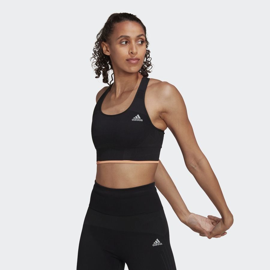 adidas Brassière Run Medium Support Merino - Noir/Orange Femme