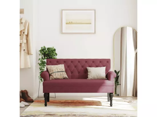 Banc avec dossier rouge bordeaux 120x62x75,5 cm tissu