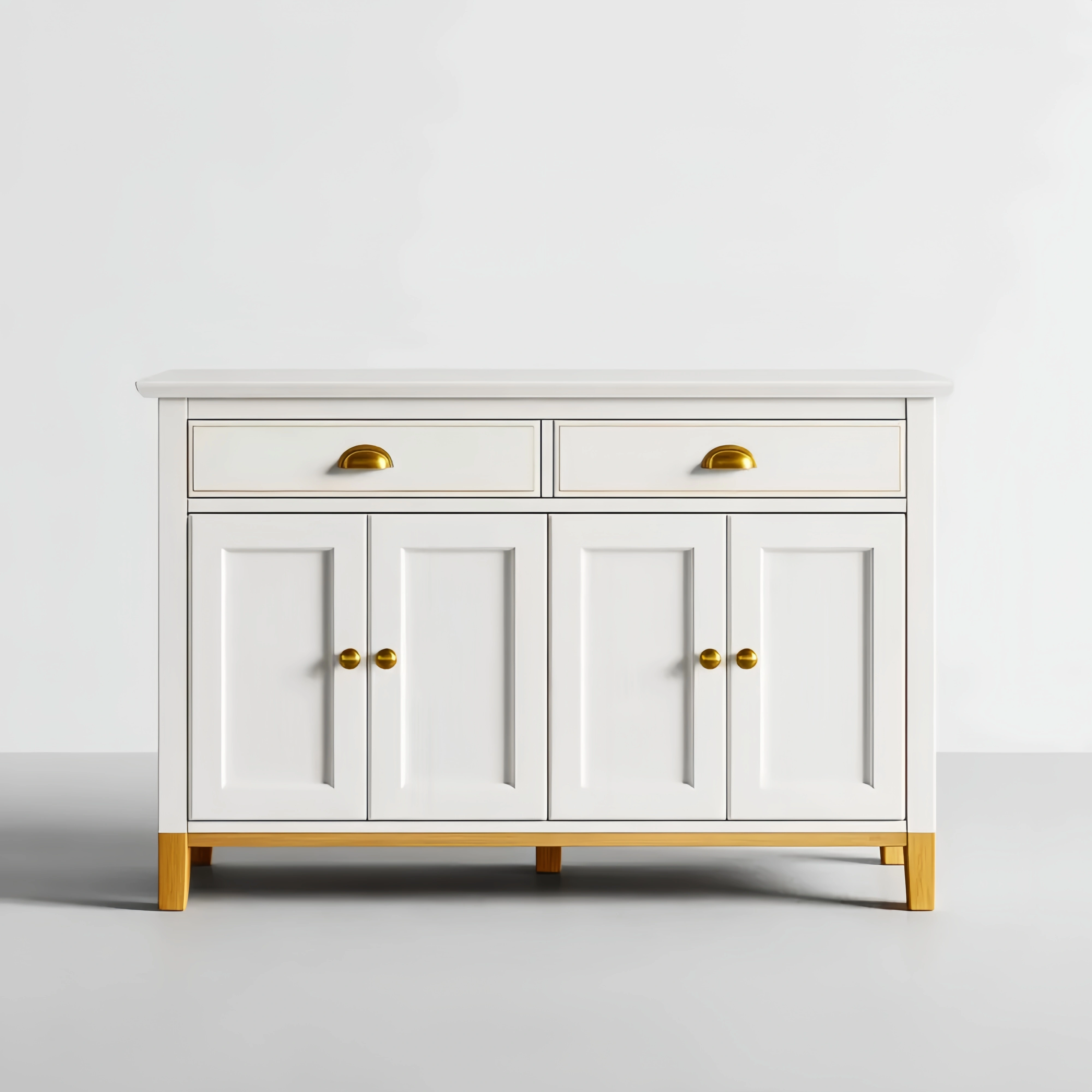 Aufbewahrungsschrank Holz 120x40x80 cm – Weiß/Gold – Klassisches Design
