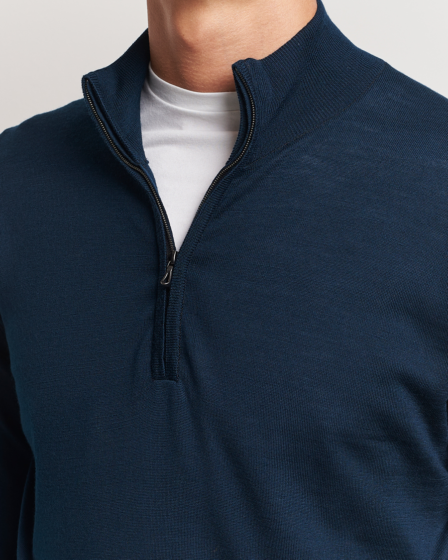 John Smedley Barrow Extra Fine Merino Half Zip Orion Green