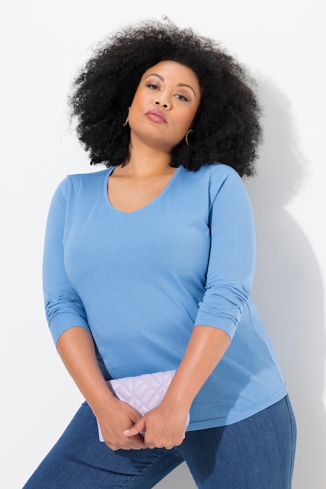 Shirt, Slim, V-Ausschnitt, Langarm