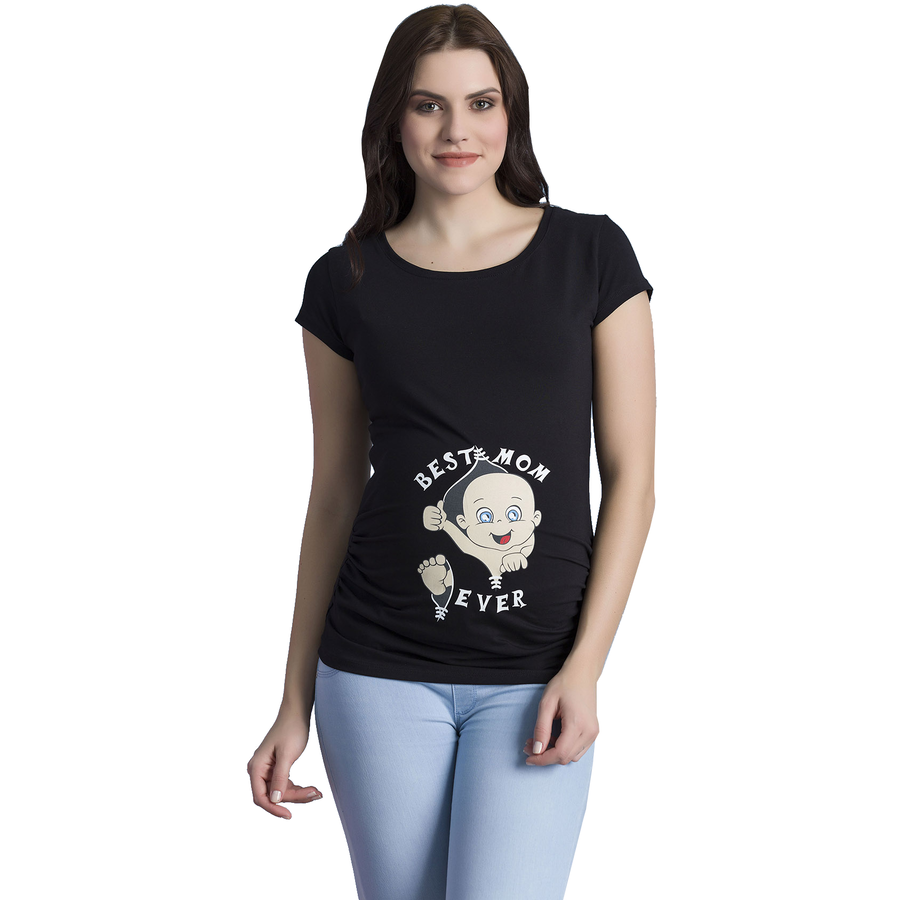 M.M.C. Umstandsshirt Best Mom Ever mit Motiv Schwarz