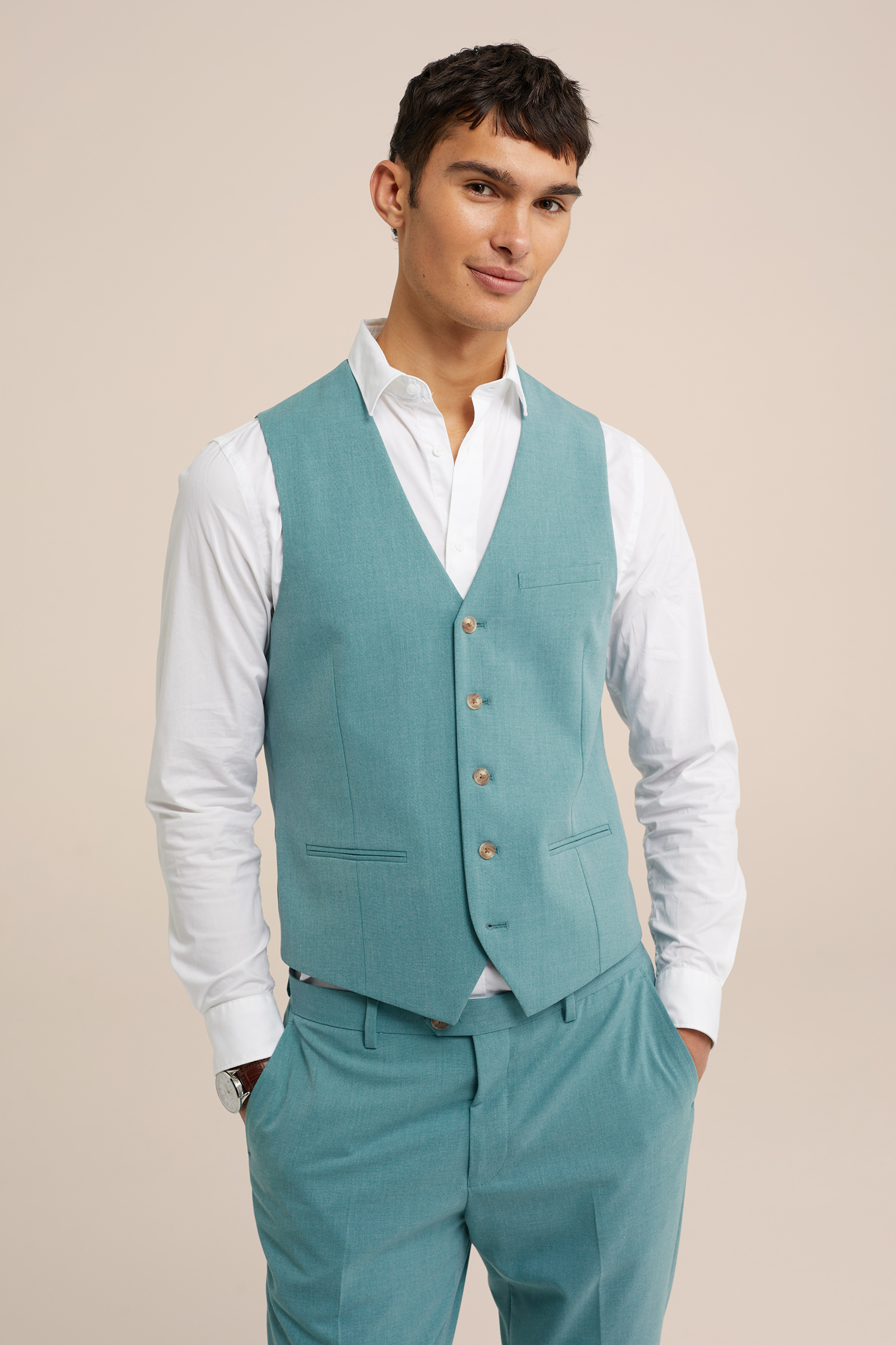 slim fit gilet met stretch Fundamentals Groenblauw