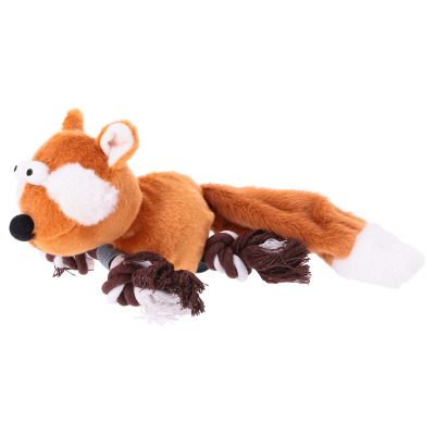 Freezack Hundespielzeug Plüsch Fuchs mit Seil 34cm