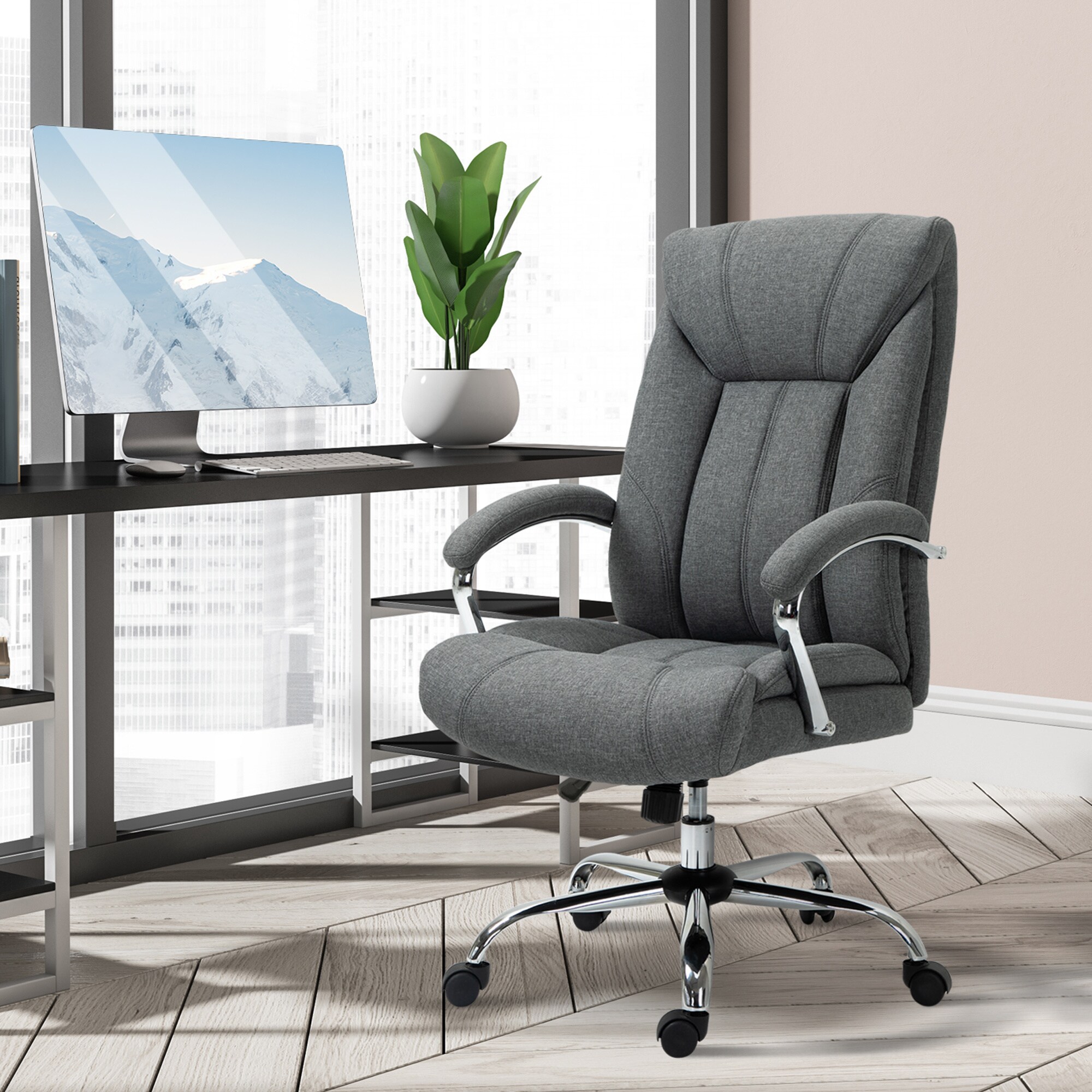 Vinsetto Bürostuhl Ergonomisches Design, Atmungsaktiver Polyester-Bezug 65 x 78 x 110-120 cm (BxTxH)