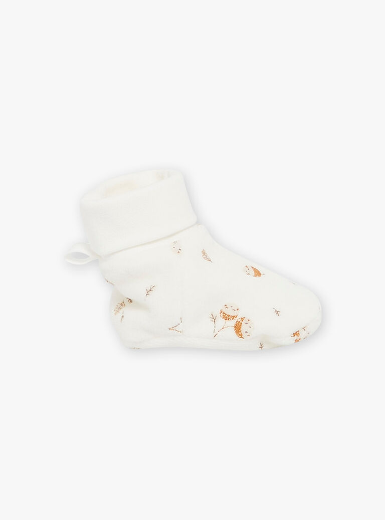 Chaussons de naissance écrus en velours