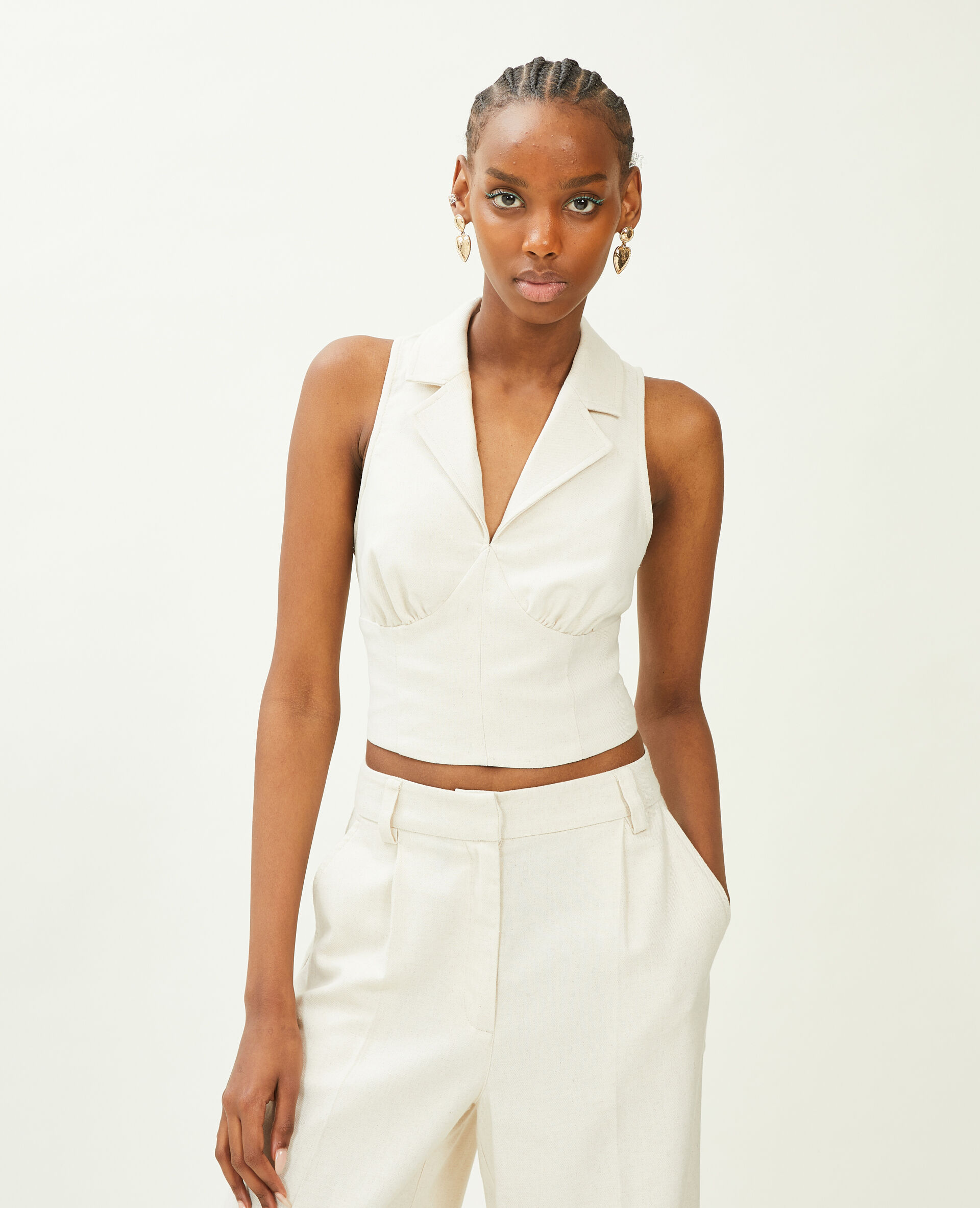 Top façon gilet de barman - Sable