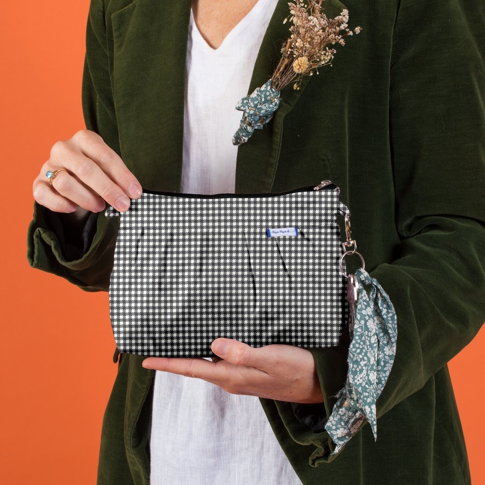 Pochette Plissée Vichy Noir