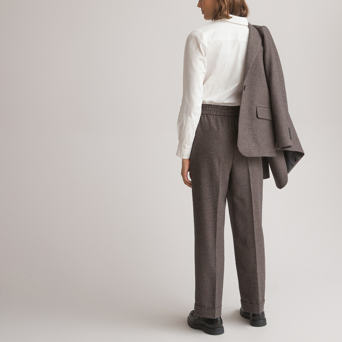 COLEÇÕES LA REDOUTE<br>Geruite wijde broek, lobo misto