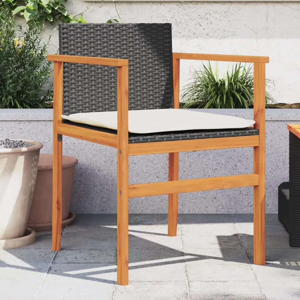 vidaXL - Tuinstoelen - Kussens - Zwart - Poly rattan - 2 stuks - 55x55x78 cm