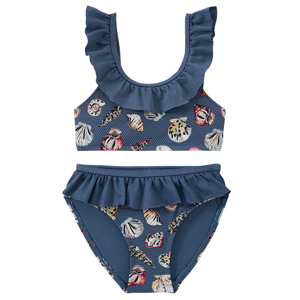 Famy Mädchen Bikini mit Wabenstruktur dunkelblau / bunt