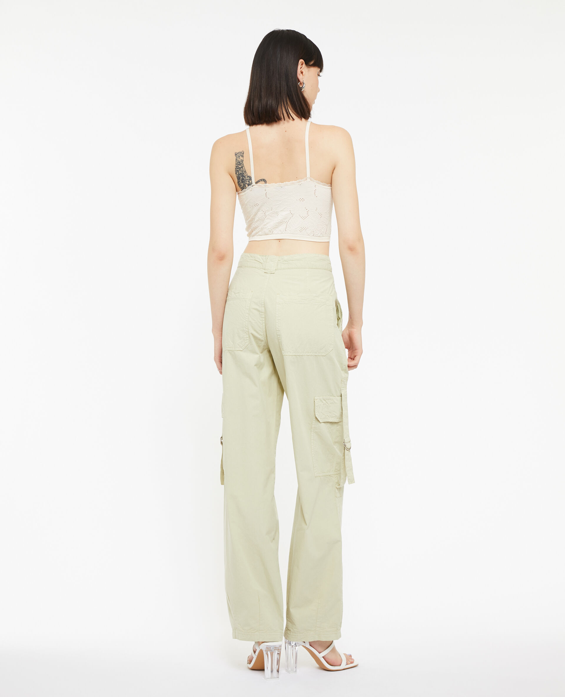 Pantalon cargo en toile légère - Vert kaki