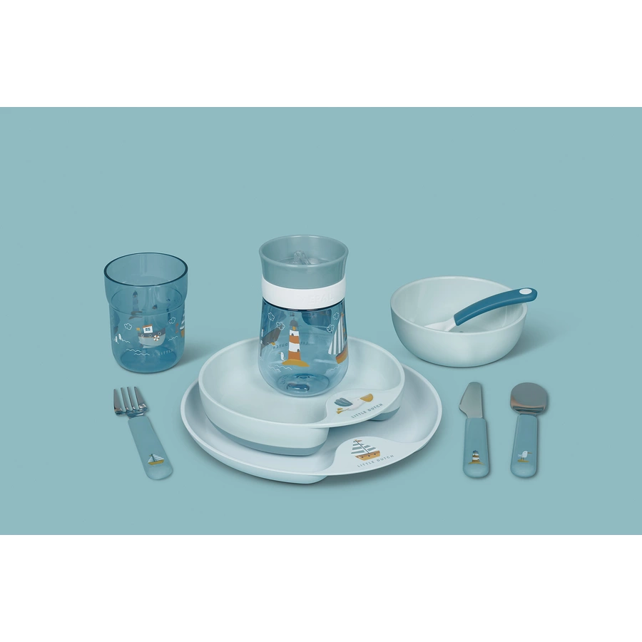 Mepal Kinderschale mit Fütterlöffel Mio 3er Set hellblau
