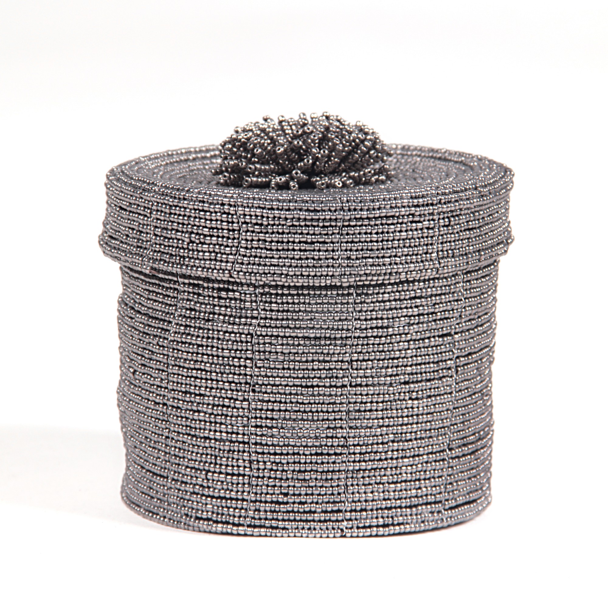 Deckelbehälter aus Glasperlen L, schwarz, weiß, Ø 11 cm, H 11 cm von fischer's lagerhaus