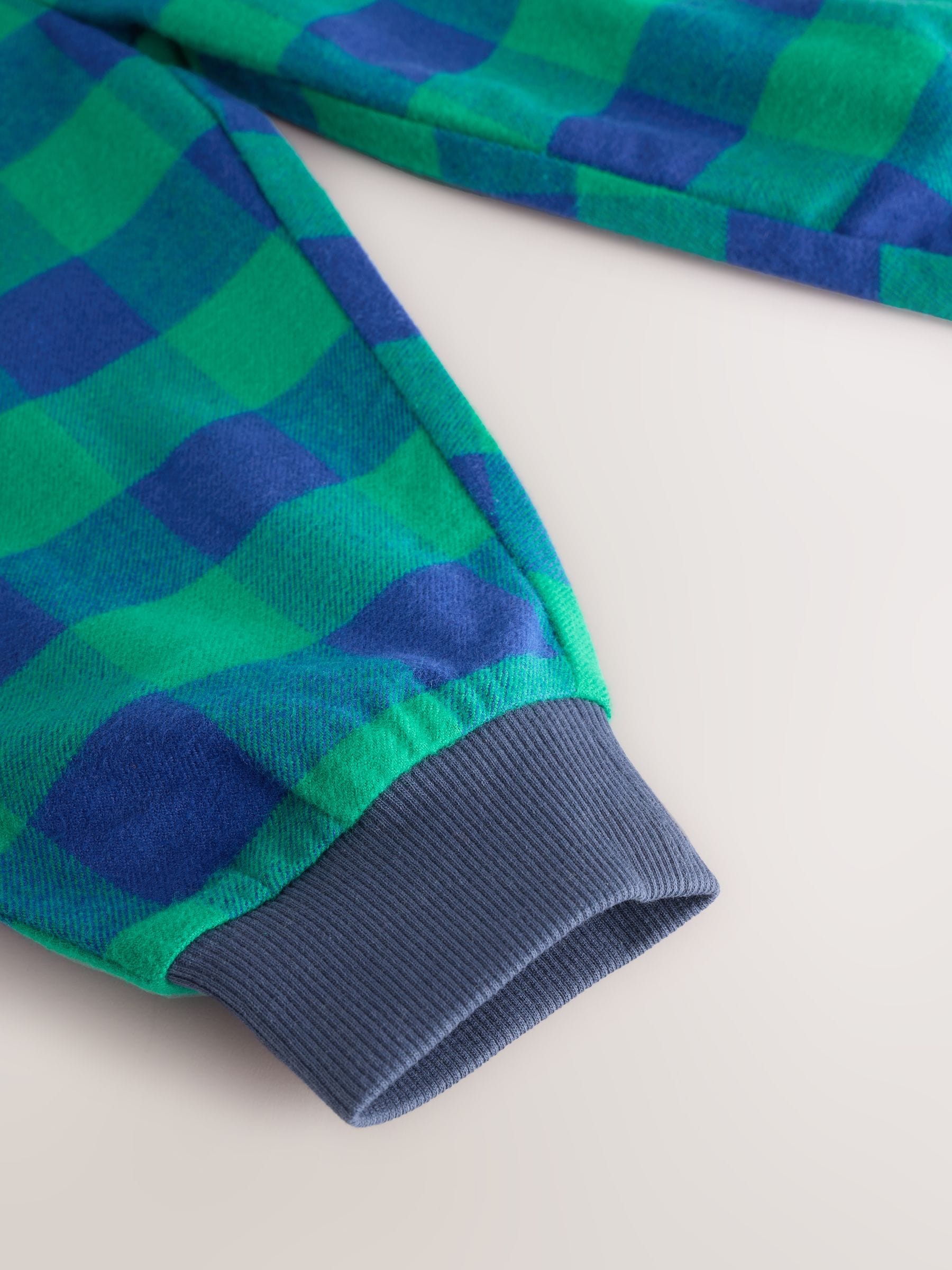 Rood/blauw/groen geruite dinosaurus - Pyjama met geweven onderkant 3 Pack (9mths-12yrs)