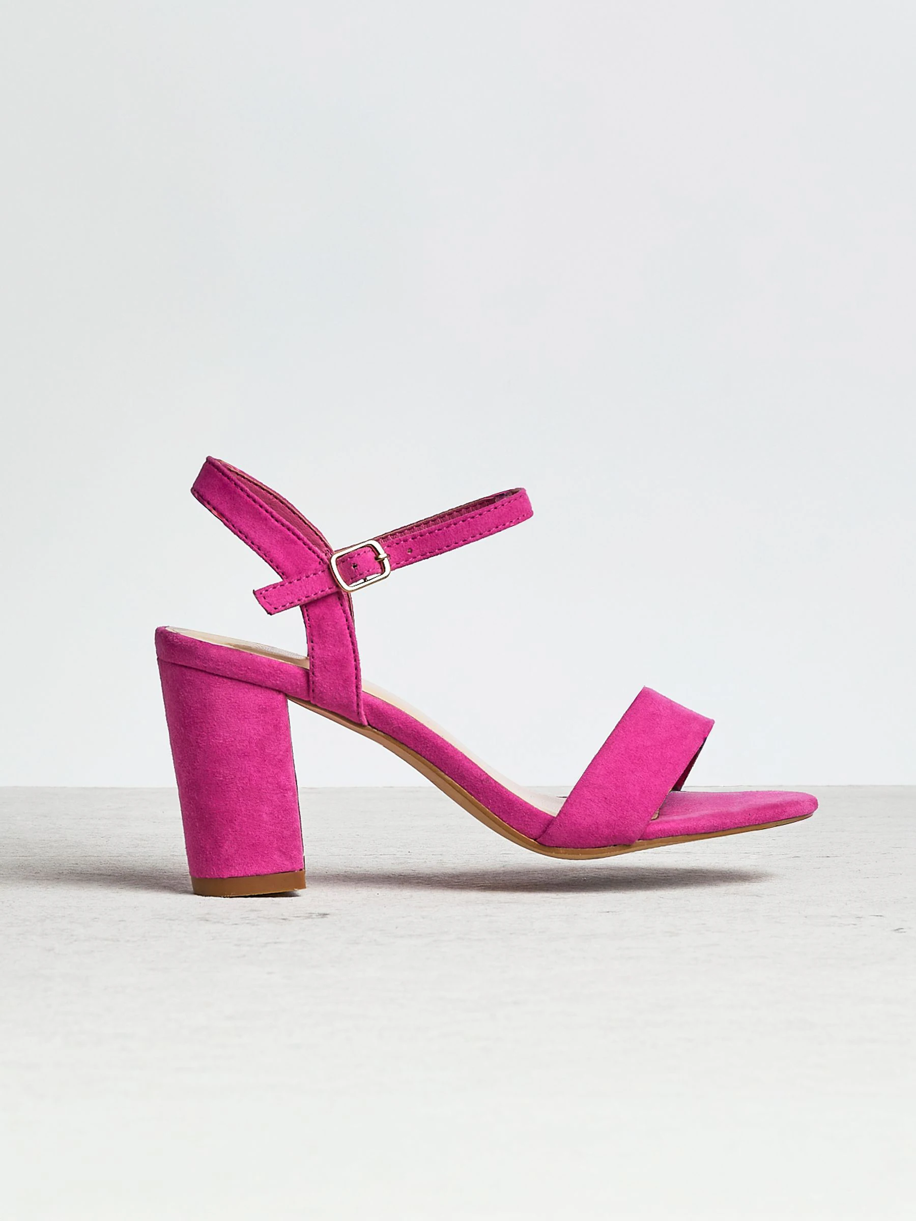 Roze fuchsia - Linzi - Skyline minimalistische sandalen met blokhak en open achterkant