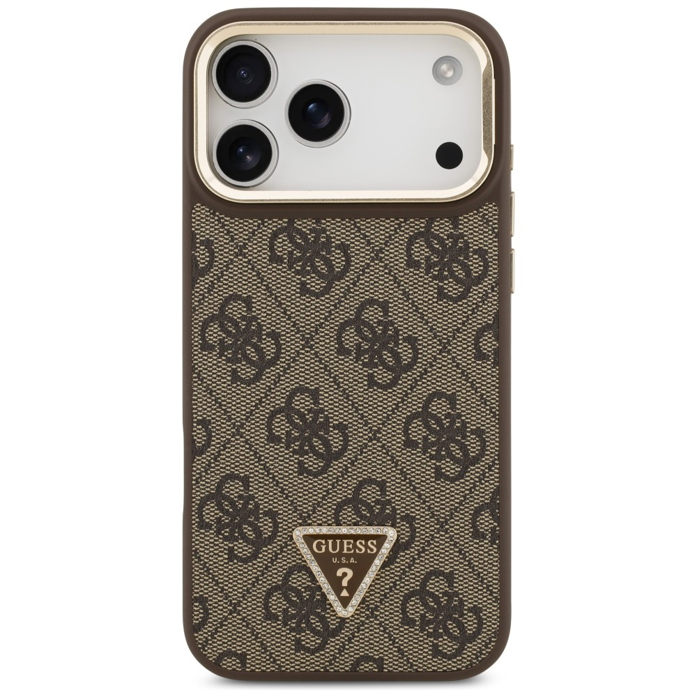 iPhone 17 Pro Max MagSafe Leder Hardcase Hülle 4G Triangle Logo & Stand Camera (GUHMP17XPCS4GPTW) - Braun