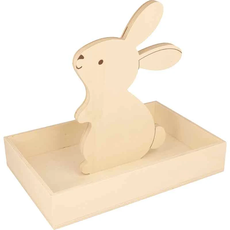 Plateau en bois avec lapin - 25 x 17 x 4,5 cm Artemio