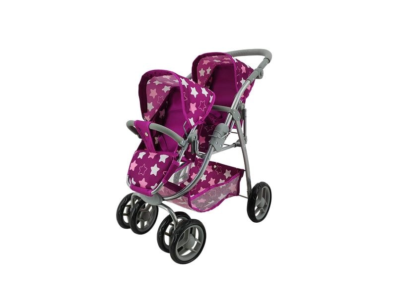 Knorrtoys Zwillingspuppenwagen Milo Star Dark Pink Puppenbuggy Duo