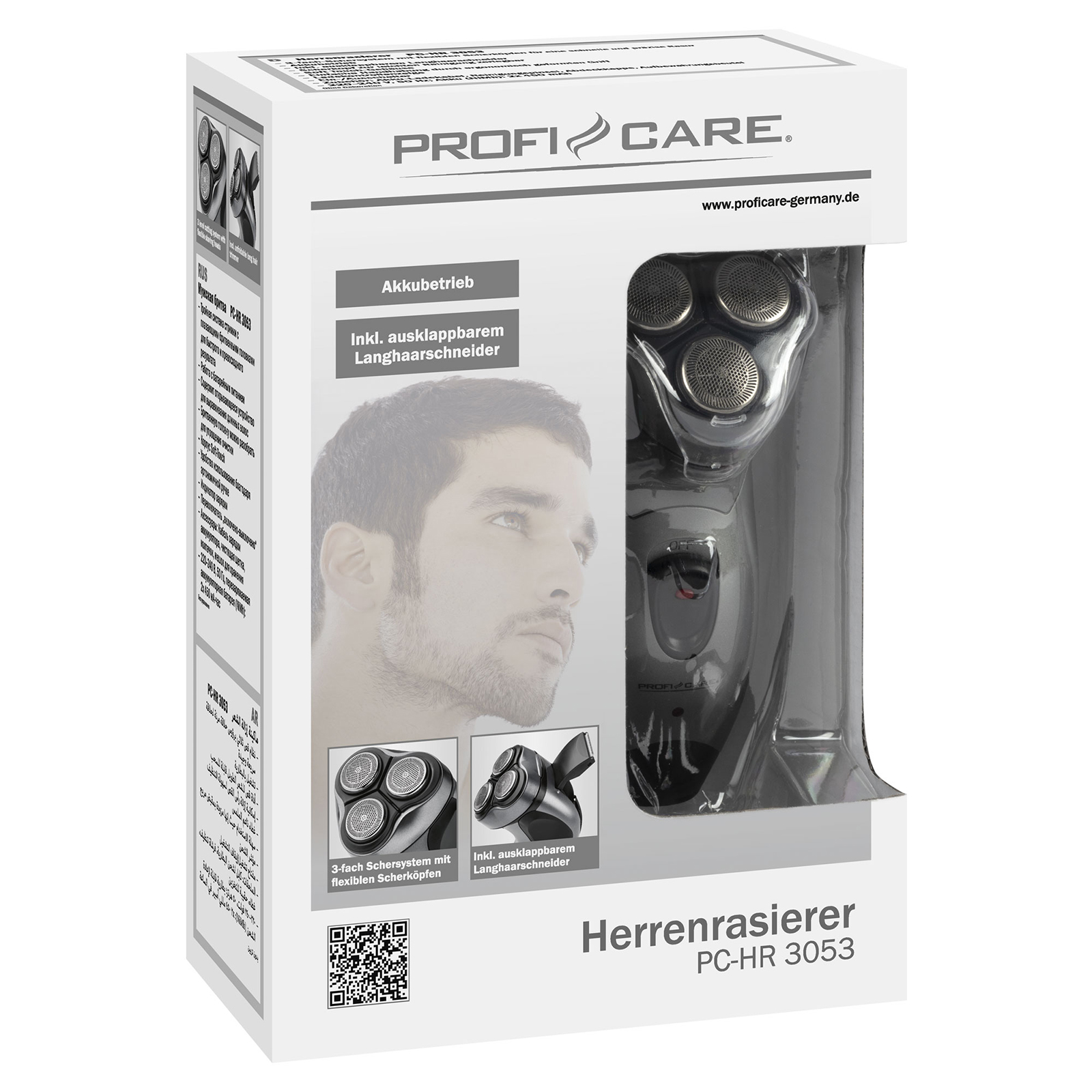 PROFICARE Akku-Herrenrasierer - grau - Trockenrasur