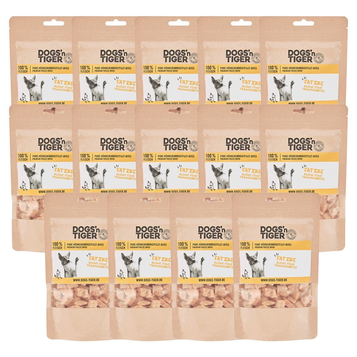 Dogs'n Tiger Fatzke Hunde Snacks, Fatzke, Leckerlies, 99% gefriergetrocknetes Hühnchenbrustfilet