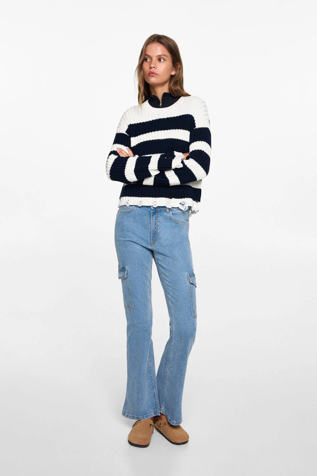 MANGO TEEN flared jeans medium blue denim