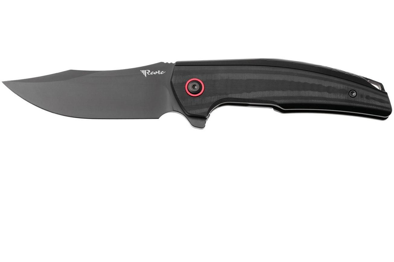 Reate Jack Jr. JJR-BL-DLC-AL-RD, Black DLC CPM S30V, Black Aluminum / Carbon Fiber, Red Hardware zakmes