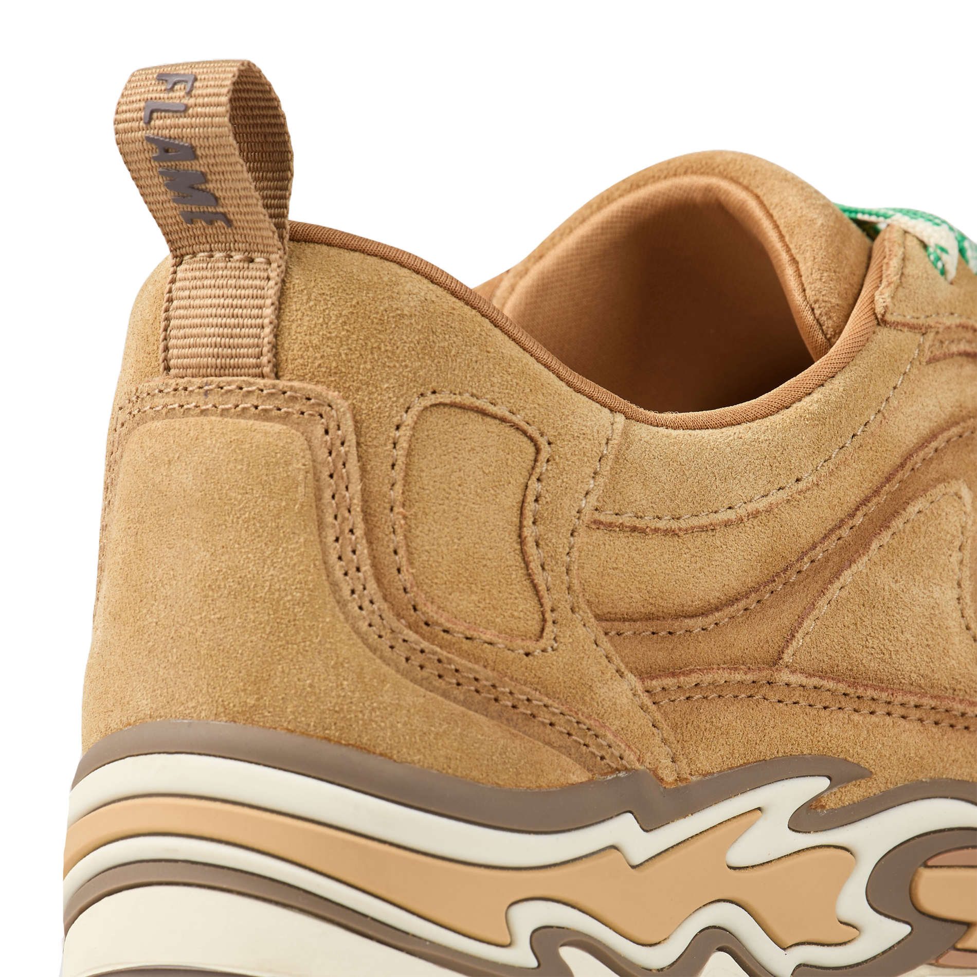 Baskets compensées en cuir velours | Beige
