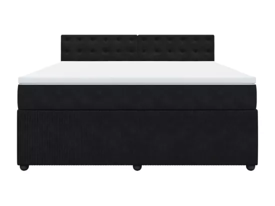 Sommier à lattes de lit avec matelas Noir 180x200 cm Velours