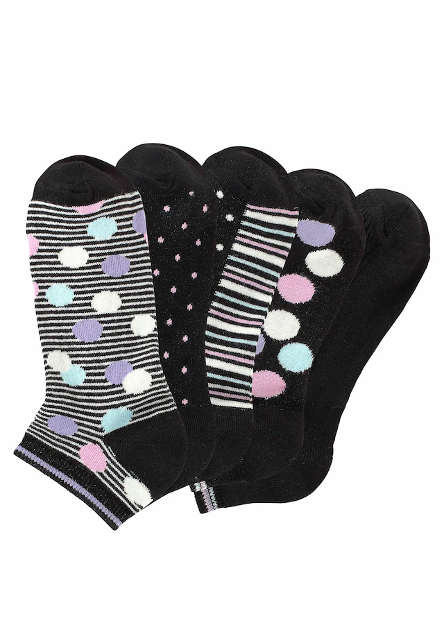 Bench. Sneakersocken Packung, 5 Stk. tlg. gestreift und gepunktet