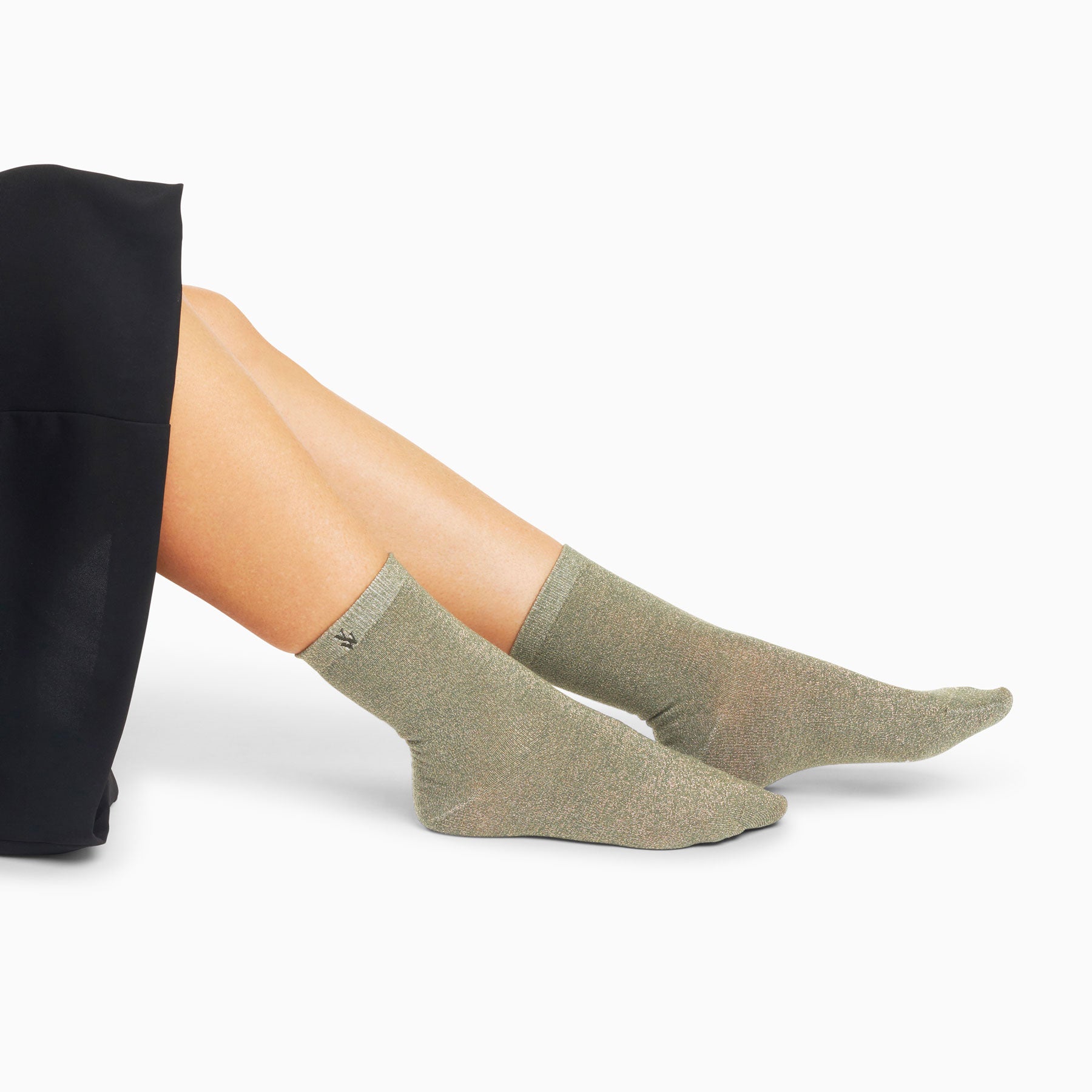 Chaussettes-Chaussettes Quinn kaki et or pailleté