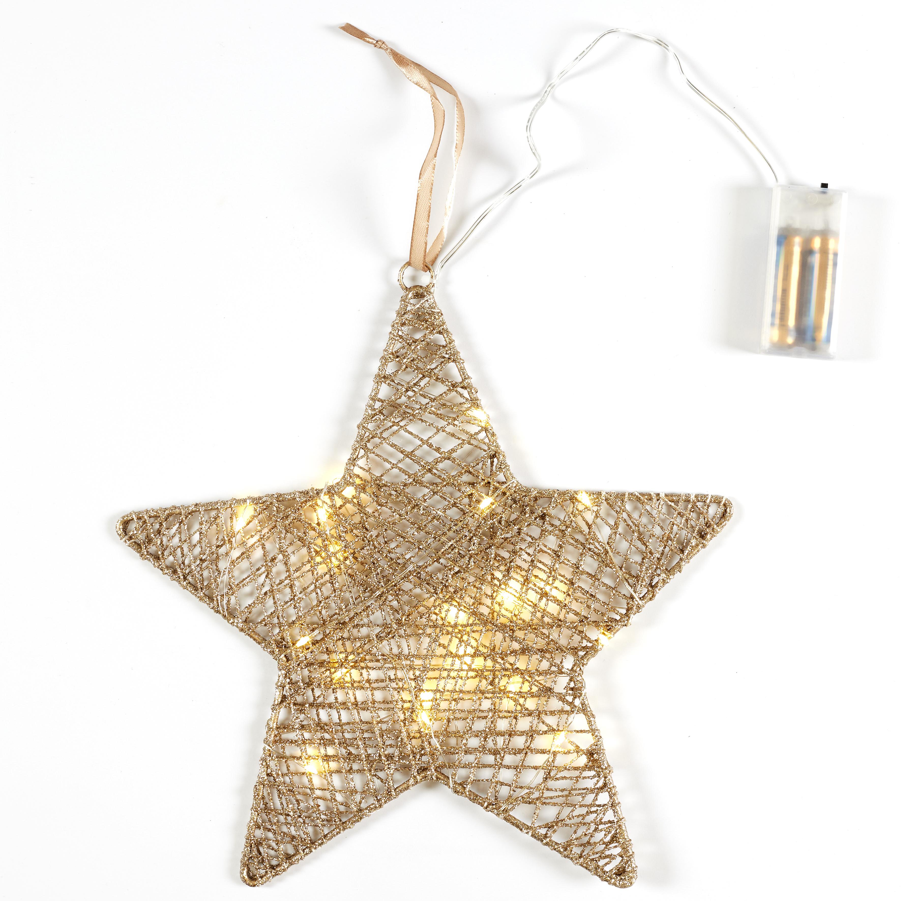 ETOILE LUMINEUSE METAL AJOURE A SUSPENDRE D.28CM