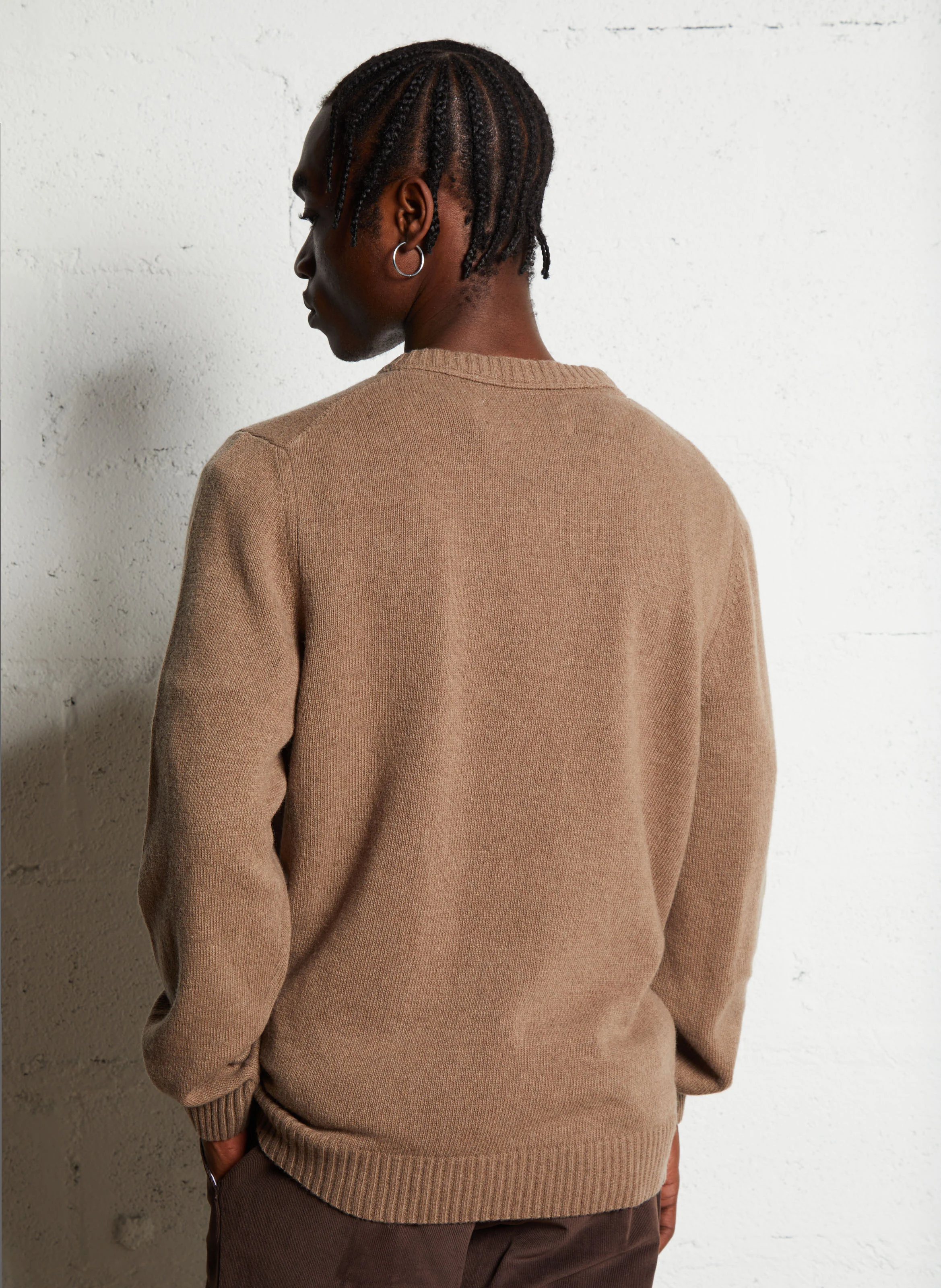 POCKET - Pull col rond droit en laine mélangée | Beige